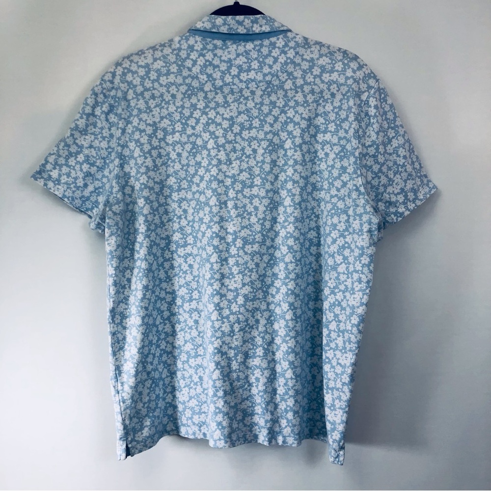 Mens Perry Ellis Blue White Polo Shirt - Picture 3 of 16